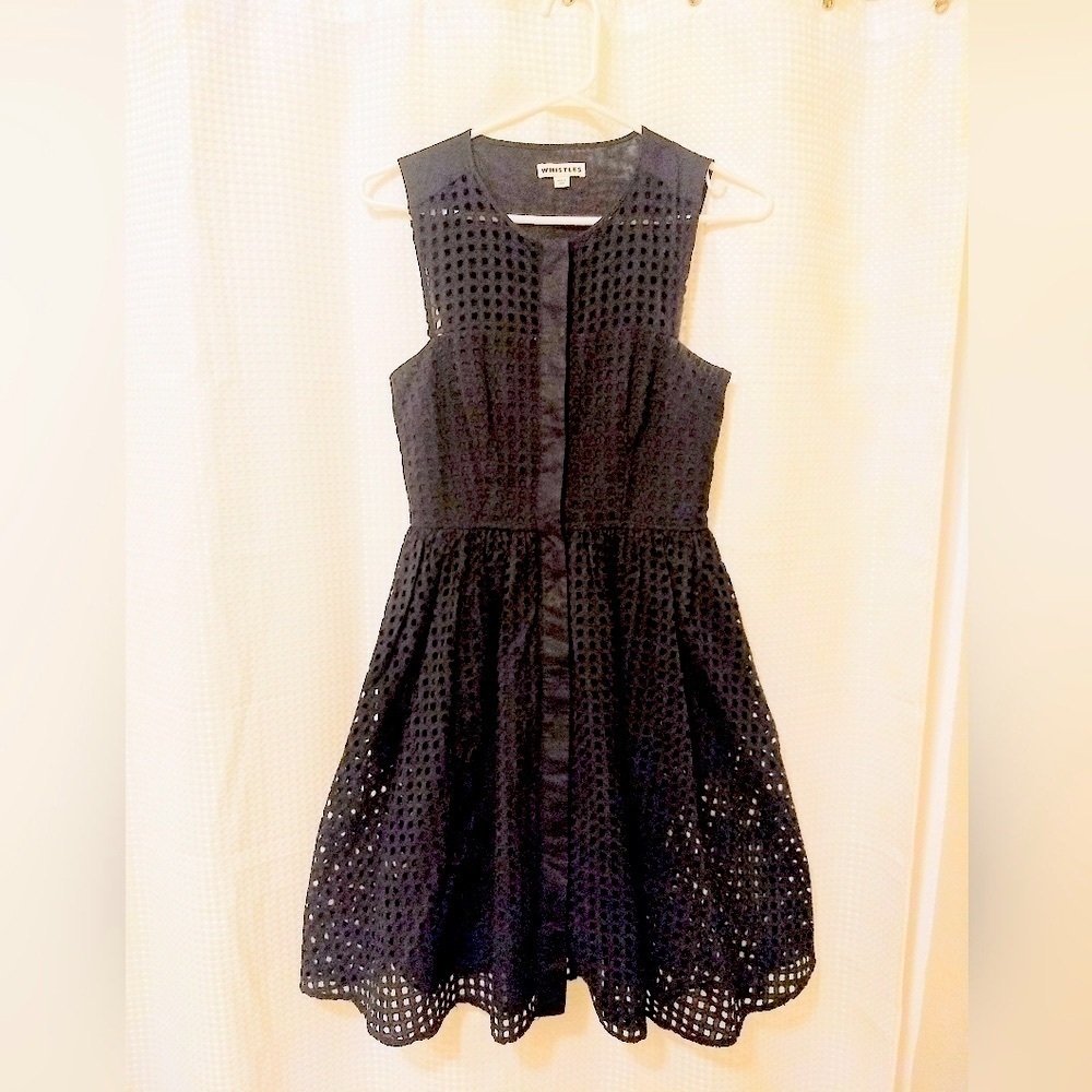Whistles black perforated aline dress size 0